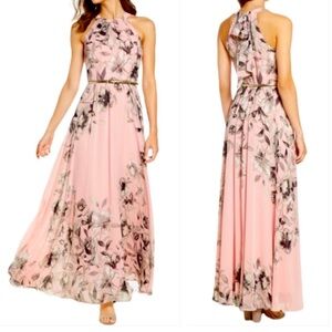NWOT Eliza J Floral Soft Pink Halter Maxi Dress